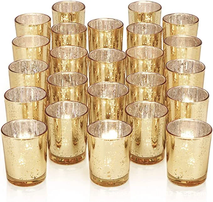 Gold DIY Glass Candle Jar Romantic Valentine Day Candlestick Holder