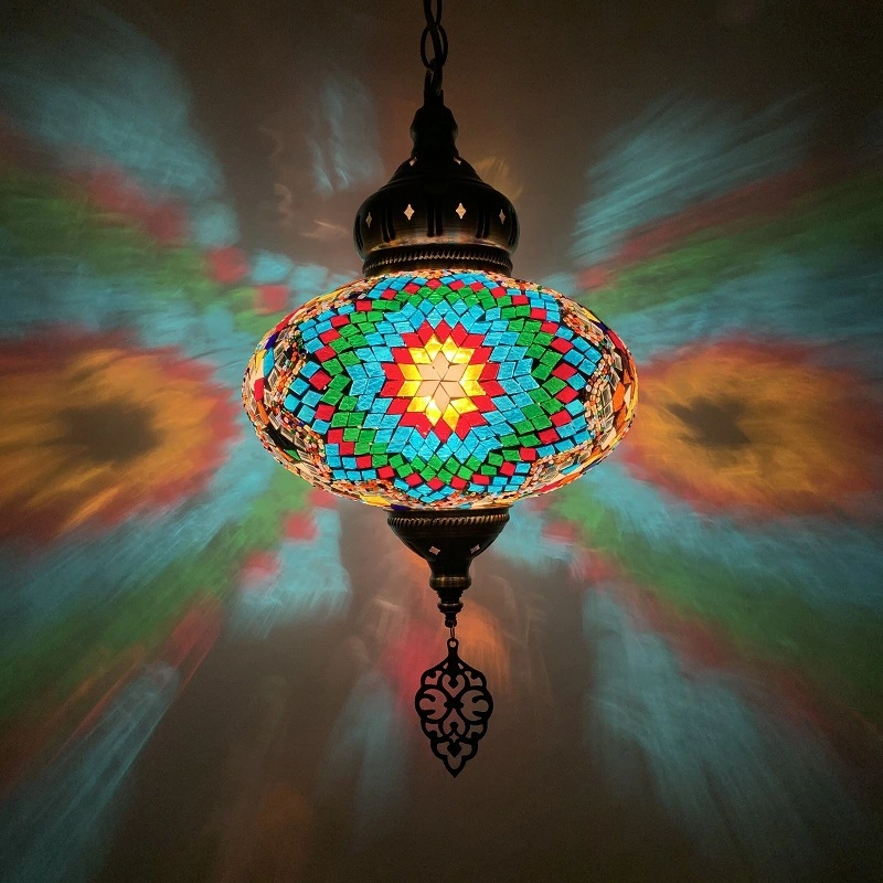 Turkish Moroccan Tiffany Style Handmade Mosaic Hanging Ceiling Lamp Light Pendant