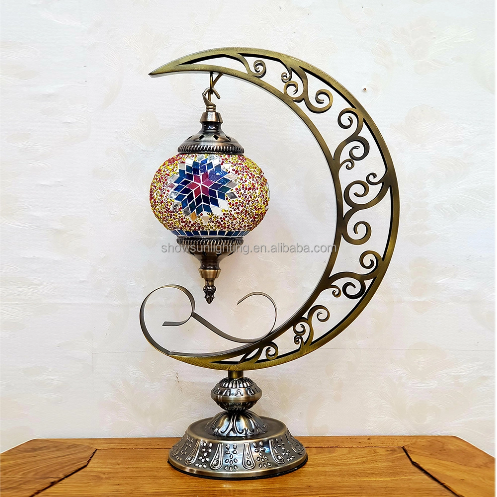 Home Decorative Glass Handmade Mosaic Art Turkish Style LED Table Lamp
