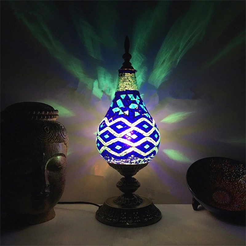 Turkish Mosaic Table Lamp Mediterranean Retro Stained Glass Industrial Table Lamp (WH-VTB-18)