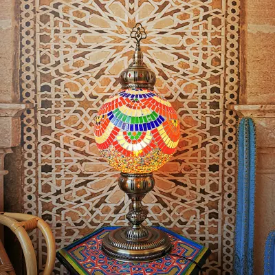 Mosaic Table Lamp Mediterranean Turkish Style Bedroom Study Bulb Table Lamp (WH