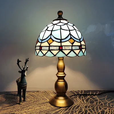 20cm Tiffany Table Lamp Alloy Base Bedroom Mosaic Lamp (WH