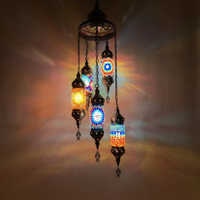 Mosaic Ceiling Light 5 Globe Mosaic Pendant Turkish Ceiling Hanging Light Decorative Asylove New Design Mosaic Lampshade