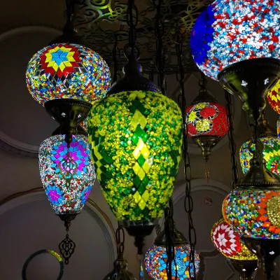 Wholesale Hanging Glass Chandeliers Light Turkish Moroccan Pendant Light Handmade Mosaic Glass Lamps (WH